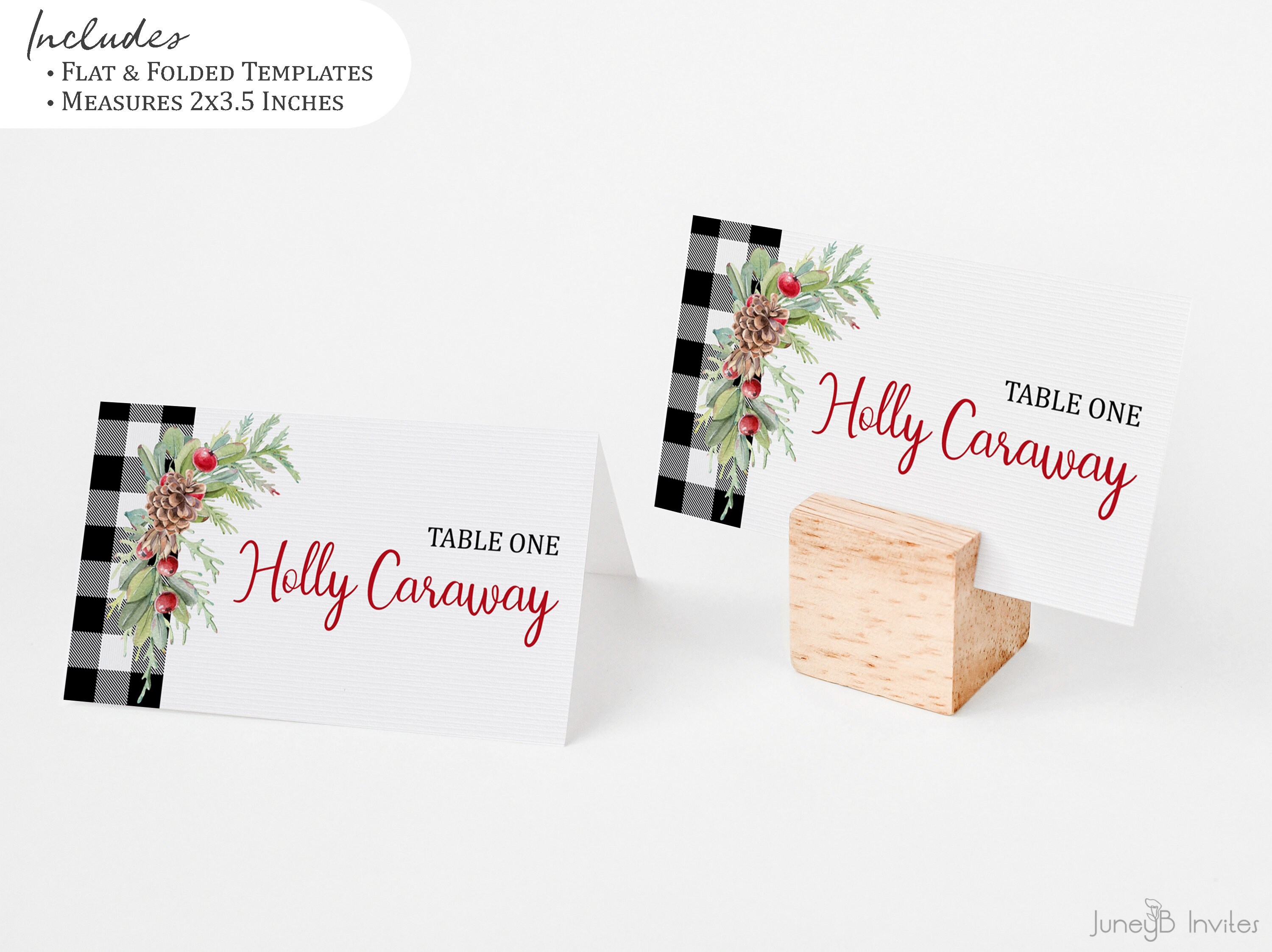 Buffalo Plaid Christmas Place Card Christmas Table Name - Etsy