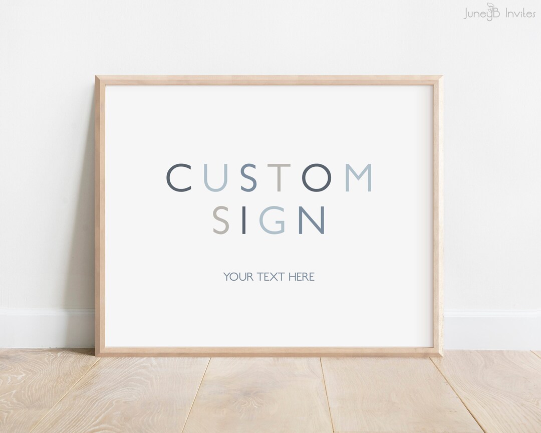 Minimalist Custom Sign Template: Blue & Gray (editable) - Etsy