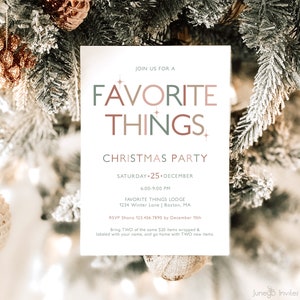 Favorite Things Party Invite | Gift Exchange Invite | Favorite Things Christmas Invitation Template | Modern Favorite Things Party
