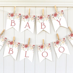Sjabloon voor spandoek van baby in bloei | Wilde bloemen baby shower afdrukbare banner | Decor van wilde bloemen | Bewerkbare banner | Bloemen babyshower