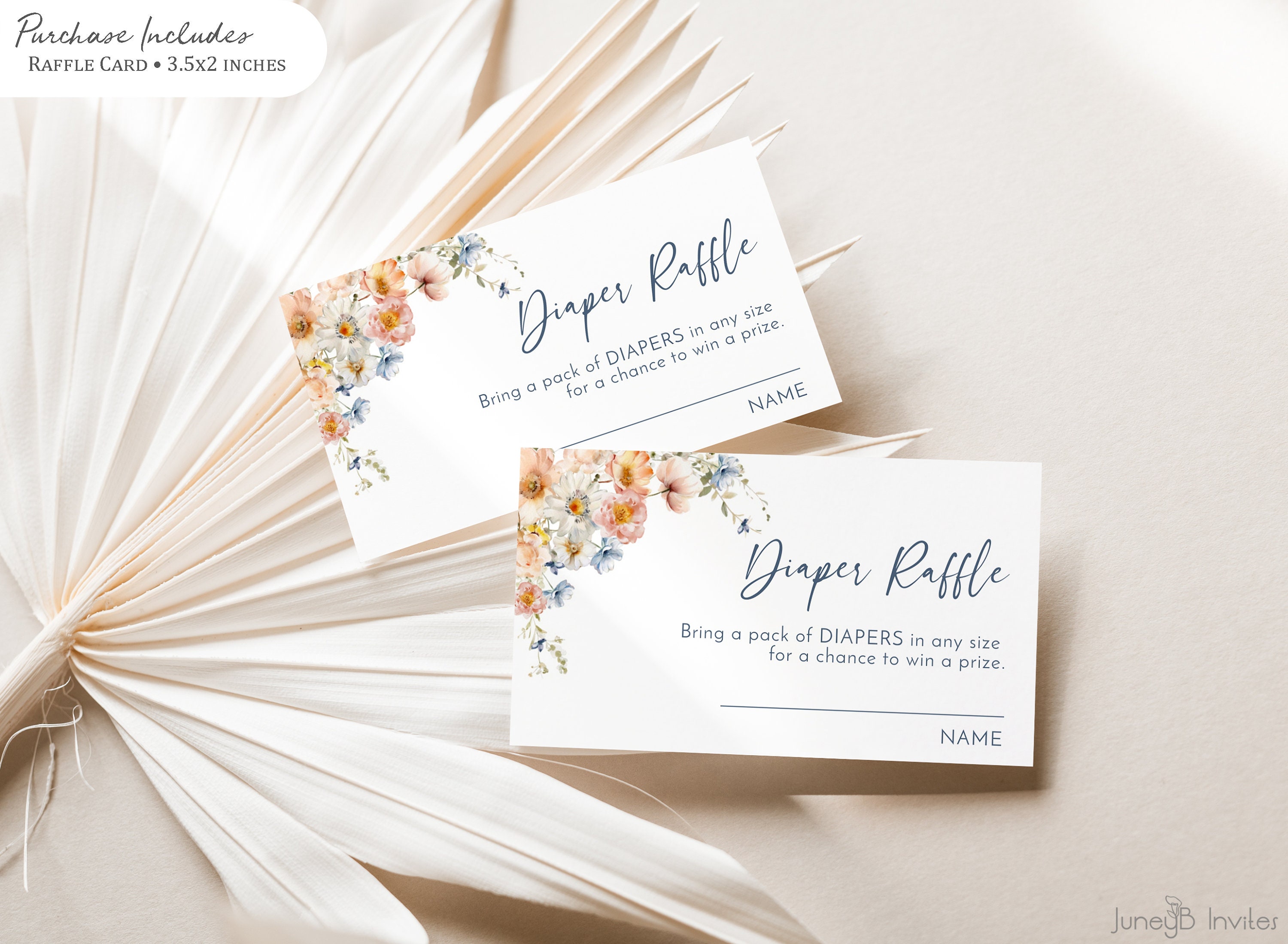 Floral Diaper Raffle Sign and Ticket Template: Boho Baby Shower ...
