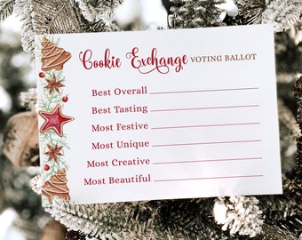 Christmas Cookie Exchange Voting Ballot | Gingerbread Design (Editable Template)