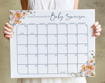 Wildflower Baby Shower Due Date Calendar Game (Digital Download)