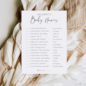 Celebrity Baby Names Baby Shower Game | Guess The Celebrity Baby Name | Minimalist Baby Shower Game | Instant Download | Editable Template