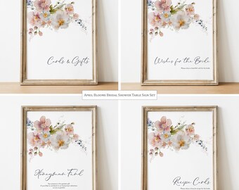 Elegant Floral Bridal Shower Sign Set: Romantic Table Decor (Printable)