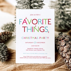Favorite Things Party Invite | Gift Exchange Invite | Favorite Things Christmas Invitation Template | Modern Favorite Things Party