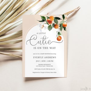 Little Cutie Baby Shower Invitation | Cutie Baby Shower Invite | Cutie Baby Shower | Orange Baby Shower | Gender Neutral | Editable Template