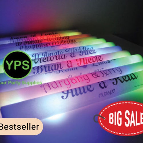 100 Custom Wedding Foam LED Glow Stick Batons Weddings Etsy