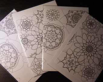 Original flower design greetings card, colour me card, blank inside, option of two designs