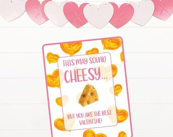 This May Sound Cheesy Valentine Tag | Kids Valentine's Day Cards | Kid's Valentine's Day Tags | Printable Valentine's Day Kid's