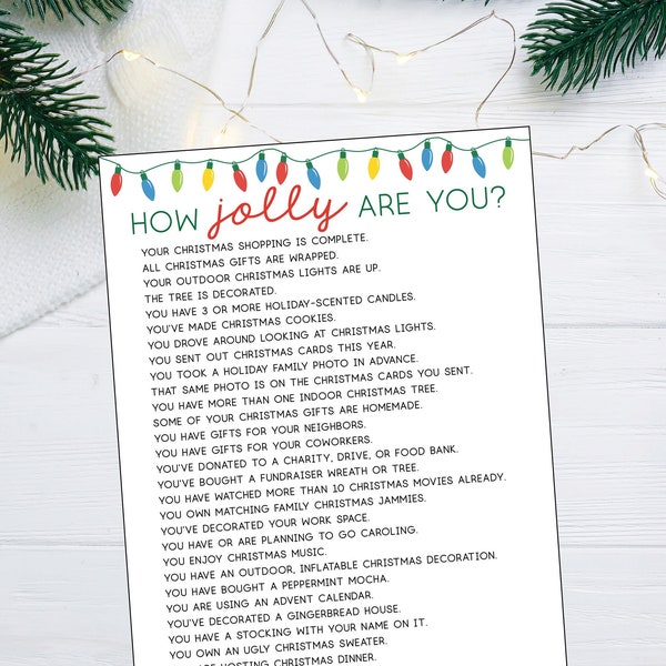 How Jolly Are You? | Christmas Game | Holiday Game | Christmas Party Games | Holiday Party Games | Printable Christmas Game