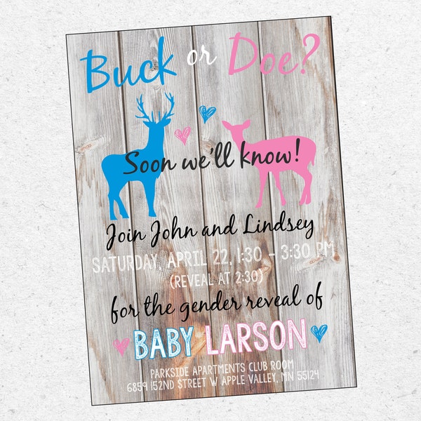 Buck Or Doe Gender Reveal Invite | Buck or Doe Gender Reveal Party | Doe or Buck Gender Reveal