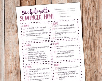 Bachelorette Scavenger Hunt Game | Bachelorette Party Game | Scavenger Hunt Game