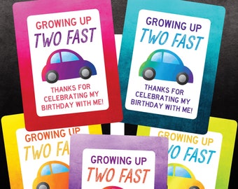 Growing Up TWO Fast Gift Tag | 2nd Birthday Party Gift Bag | Two Fast Birthday Party Souvenier