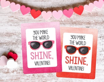 You Make The World SHINE, Valentine! | Valentine Gift Tag | Valentine Treat Tag Printable | Valentine Daycare Treat | Valentine School Treat