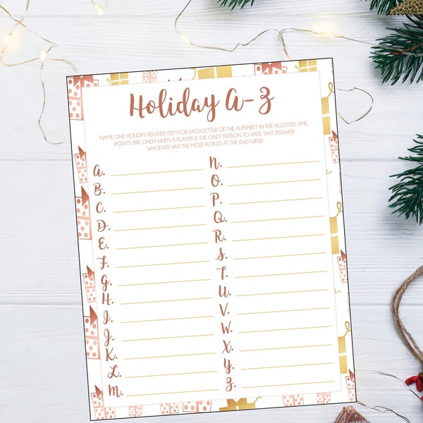 Holiday A-Z | Holiday Scattergories | Christmas Games | Christmas Party Games | Holiday Party | Holiday Party Games