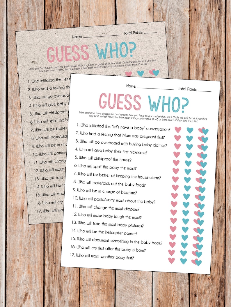 Guess Who: Mommy or Daddy Game | Mom or Dad Quiz | Baby Shower Game ...