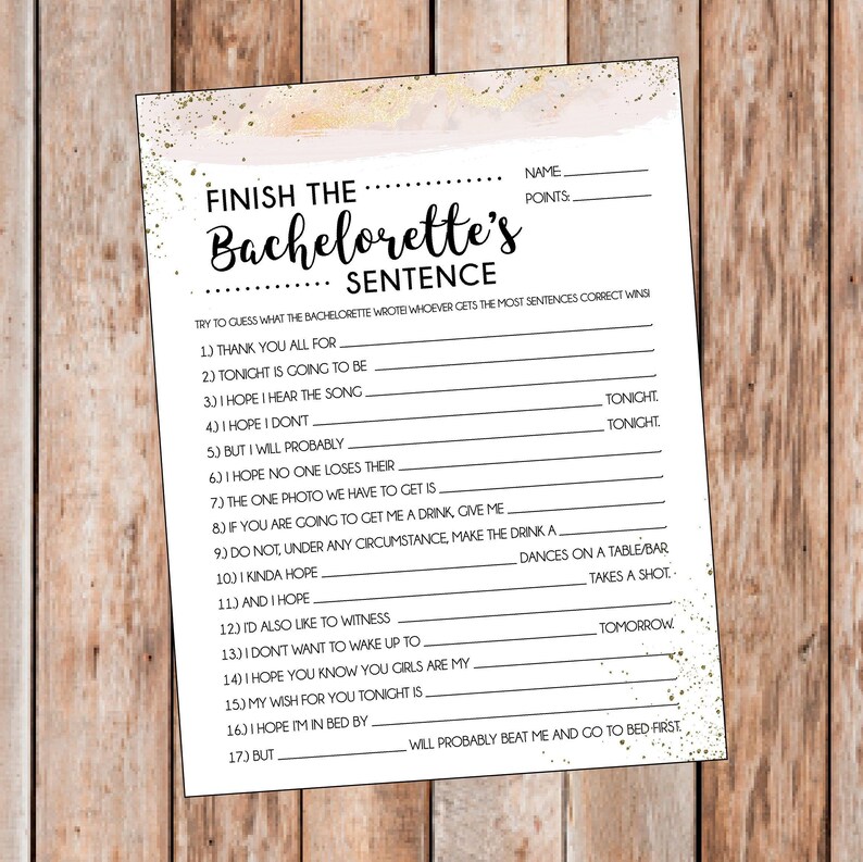Finish the Bachelorette's Sentence Game Finish the Bride's Sentence ...