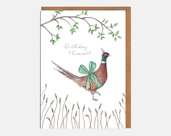 Pheasant Birthday Card - 'Birthday Pheasant' - Animal Card - Card for Him