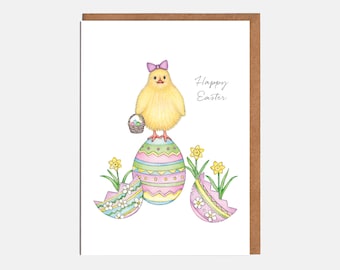 Chick & Egg Easter Card - 'Happy Easter' - Card For Him - Card For Her