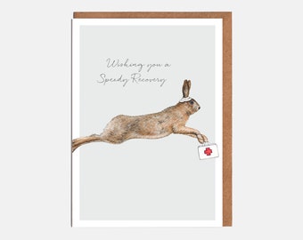 Hare Get Well Soon Card - 'Wishing You A Speedy Recovery' - Card For Her - Card For Him