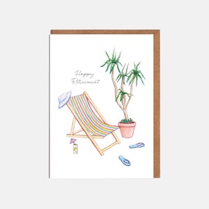 Carte de retraite chaise longue - « Bonne retraite » - carte pour elle - carte pour lui