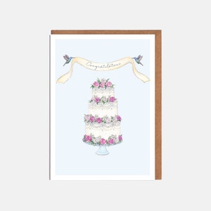 Bolo de casamento Cartão de casamento - 'Parabéns' - Cartão para ela - Cartão para ele