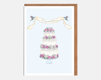 Wedding Cake Wedding Card - 'Congratulations' - Card For Her - Card For Him