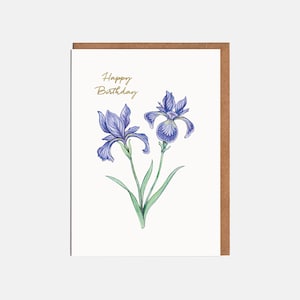 Verjaardagskaart paarse irisbloem - bloemenverjaardagskaart - bloemenkaart - kaart voor haar