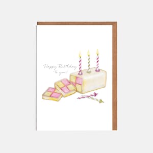 Biglietto di auguri di compleanno con torta Battenberg - "Buon compleanno" - Biglietto per lei