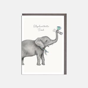 Tarjeta del Día del Padre con un Elefante - "Papá Elefantástico" - Tarjeta para él