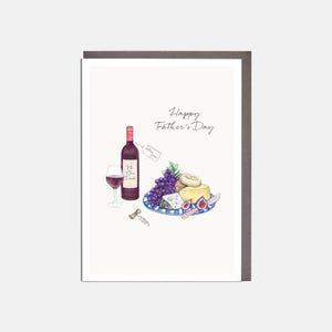 Tarjeta del Día del Padre con Queso y Vino - "Feliz Día del Padre" - Tarjeta para él
