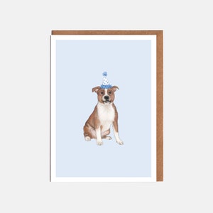 Tarjeta Staffy Bull Terrier, Tarjeta de animales, Tarjeta de perro, Tarjeta en blanco