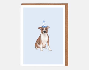 Staffy Bull Terrier Card - Animal Card - Dog Card - Blank Card