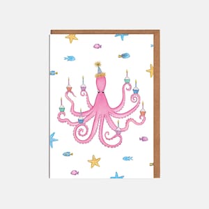 Octopus Birthday Card - Animal Card - Sea life Card - Card For Her