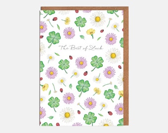 Four Leaf Clover Good Luck Card - 'The Best Of Luck' - Card For Her