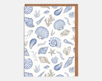 Carte vierge coquillage - carte d'anniversaire - carte de correspondance - carte pour elle