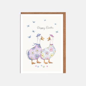 Biglietto d'auguri "Oche" - "Buona Pasqua" - Biglietto per lui - Biglietto per lei