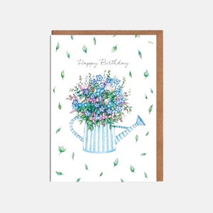 Tarjeta de cumpleaños con regadera, "Feliz cumpleaños", Tarjeta de jardinería, Tarjeta para ella