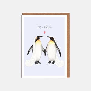 Penguin Mrs and Mrs Wedding Card 'Mrs & Mrs' Card For Her image 1