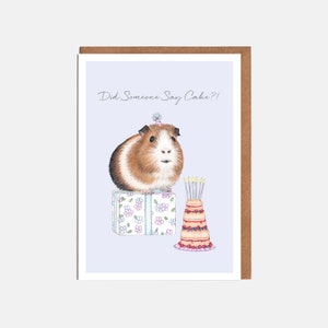 Verjaardagskaart voor cavia's - 'Zei iemand taart?!' - Dierenkaart - Kaart voor haar - Kaart voor hem