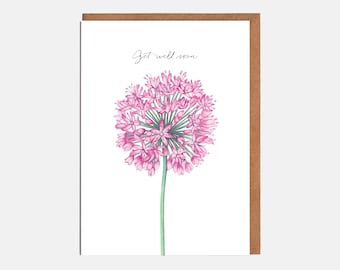 Allium Get Well Soon Card - 'Get Well Soon' - Floral card - Card For Her