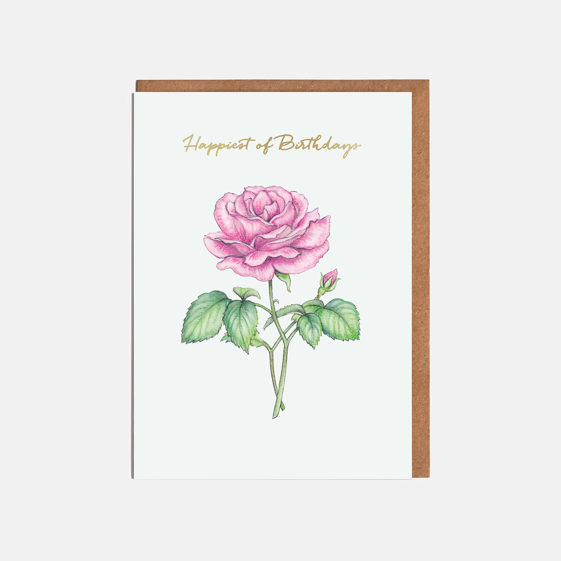 Pink Rose Flower Birthday Card - Floral Birthday Card - Flower Card ...