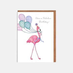 Cartão de aniversário Flamingo - 'Tenha um aniversário fabuloso' - Cartão de animal - Cartão para ela
