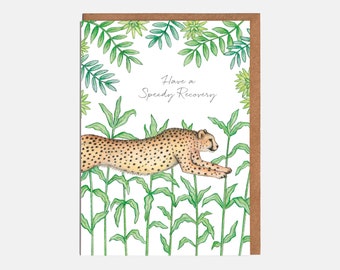 Cheetah Get Well Soon Card - 'Have A Speedy Recovery' - Speedy Recovery Card - Card For Him -  Card For Her
