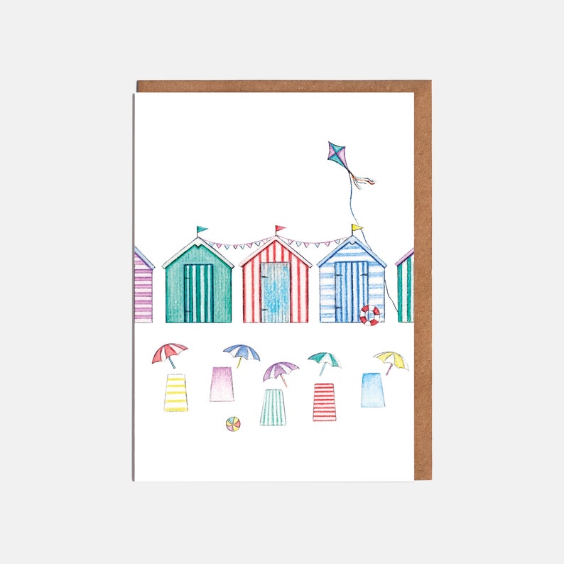 Beach Huts Blank Card
