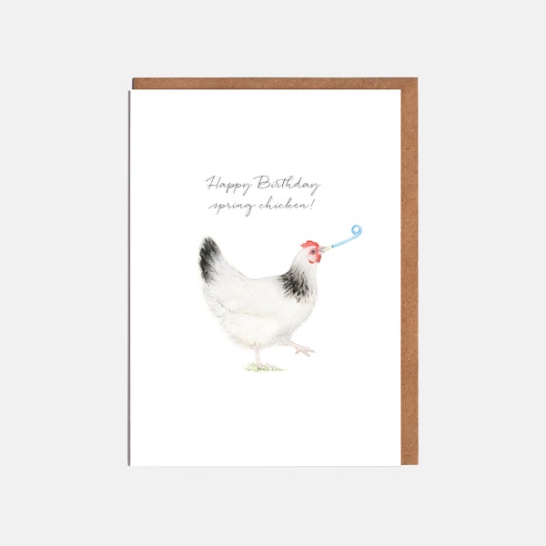 Chicken Birthday Card - 'Happy Birthday Spring Chicken' - Card For Her -  Card For Him