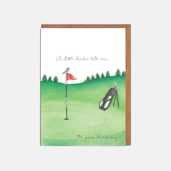 Carte d’anniversaire de golf - 'Un petit oiseau m’a dit.. C’est ton anniversaire!' - Carte de sport - Carte pour lui - Carte pour elle