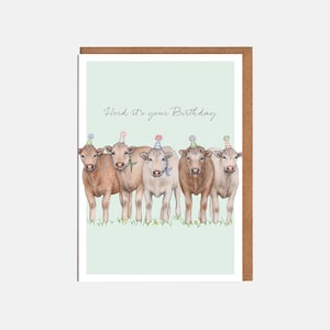 Cartão de aniversário do rebanho de vacas - 'Rebanho é seu aniversário' - Cartão de animal - Cartão para ela - Cartão para ele