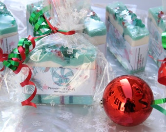 Handmade Peppermint Candy Soap, Holiday Bath Gift